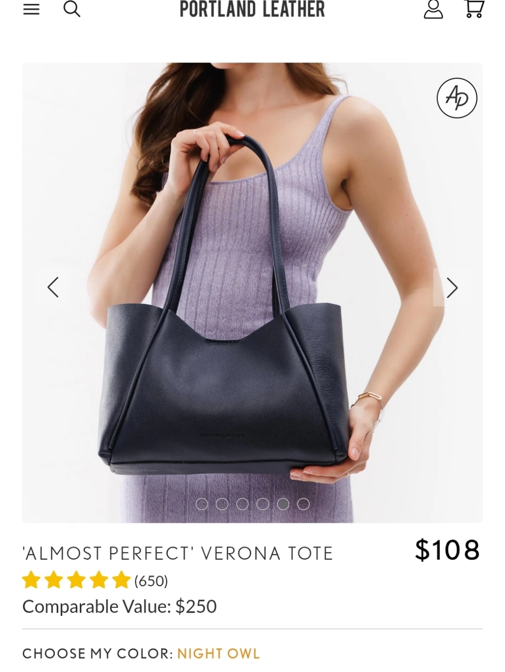 Portland Leather 'Almost Perfect' Verona Tote- M - Picture 6 of 12
